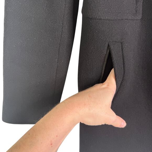 Talbots Italian Wool Blend Stadium Coat Zip Up Size 6 Black Longline Classy - Picture 12 of 16